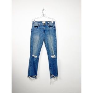 FRAME Denim Le High Straight w Demarco Knee Rips 28